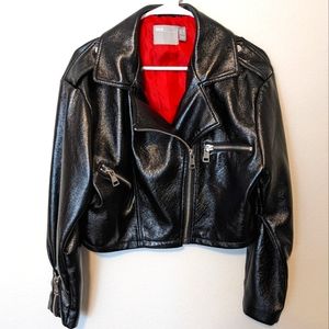 ASOS cropped patent leather jacket